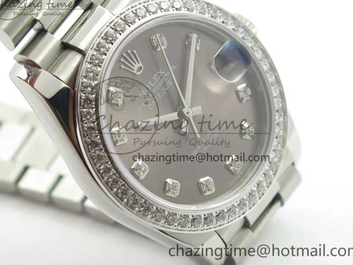 Good Copy Rolex Watches Markers Dial Best Gray Datejust Maker 3091 SS Crystals 31mm on Bracelet 278275 Flexible BP Bezel SS Crystal President Edition 0111